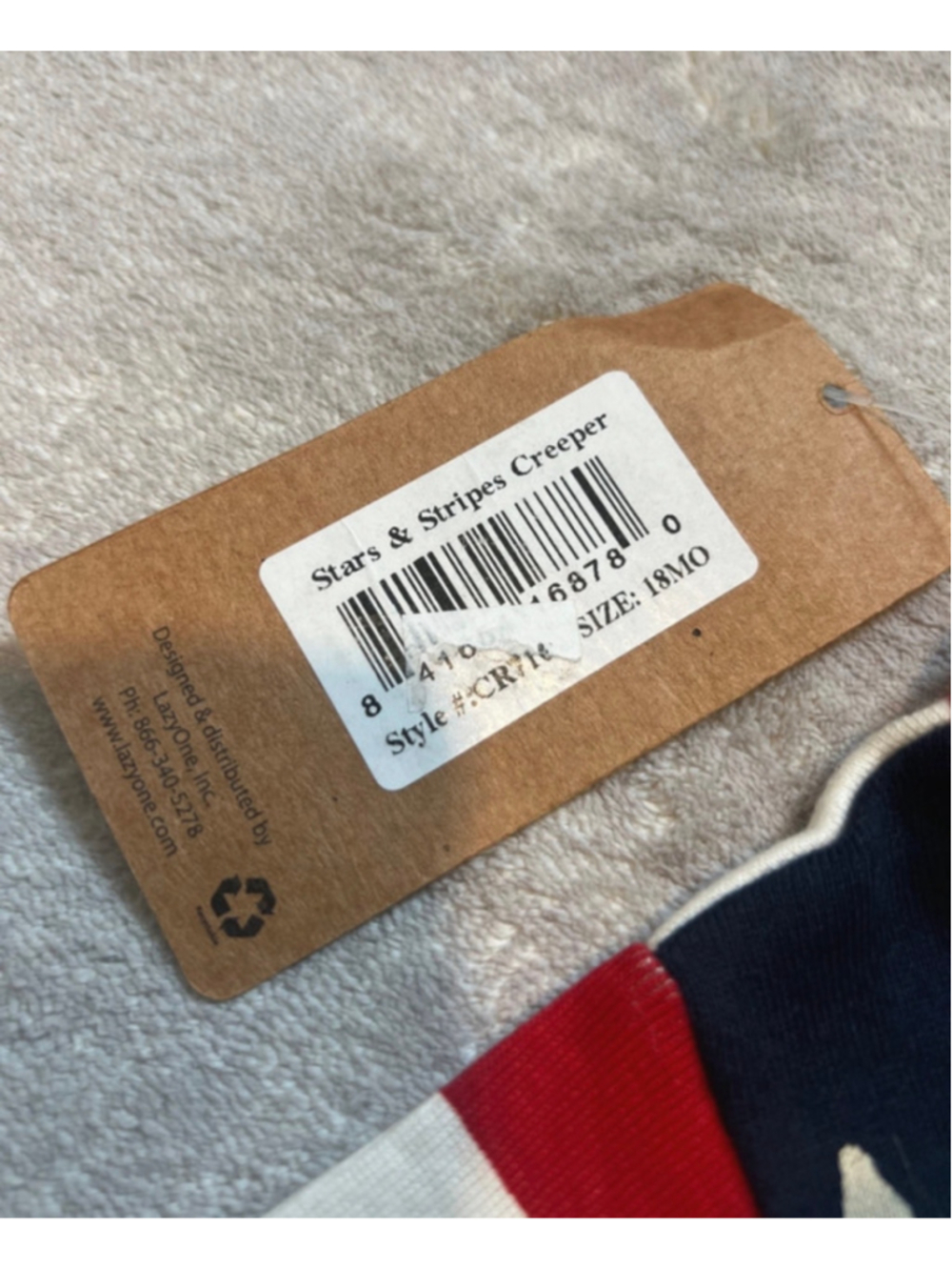 Lazy One Stars and Stripes Creeper Freedom Cotton Onesie Bodysuit size 18 months - Picture 2 of 5